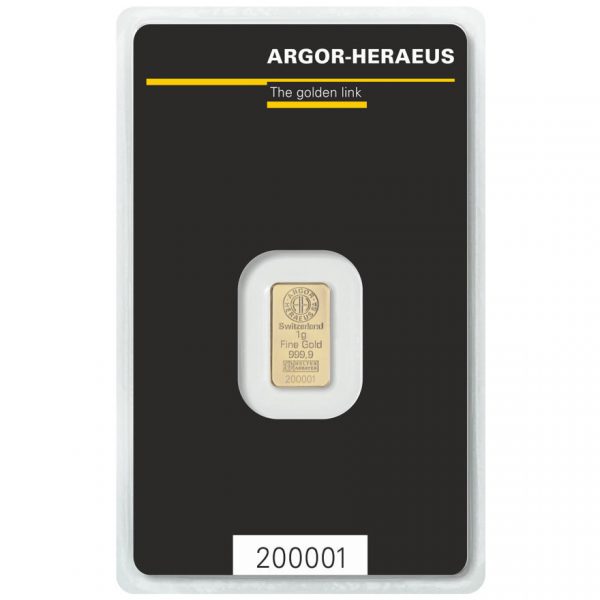 Колекційний золотий злиток 1 грам ARGOR-HERAEUS - Зображення 1