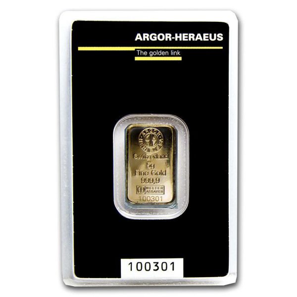 Колекційний золотий злиток 5 грам ARGOR-HERAEUS - Зображення 1