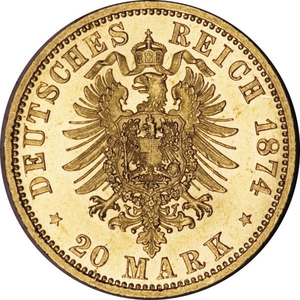 Колекційна золота монета "20 марок Вільгельм I" 7,965 г 1873-1888 роки - Зображення 2