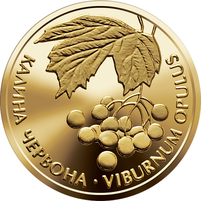 0018891_pamtna-moneta-kalina-krasna Колекційна золота монета "Калина червона" 1,24 г 2010 рік - Зображення 1