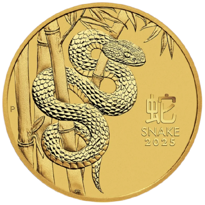 0026329_zolota-moneta-avstralii-lunar-iii-god-zmei-311-gramm-2025-god Коллекционная золотая монета "Год Змеи" 31,1 г 2025 год — изображение 1