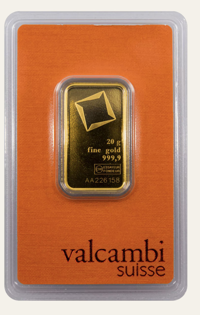 Screenshot Коллекционный золотой слиток 20 грамм VALCAMBI — изображение 1
