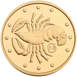 Колекційна золота монета "Рак" 1,24 г Україна 2008 рік