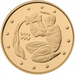 Колекційна золота монета "Водолій" 1,24 г Україна 2007 рік