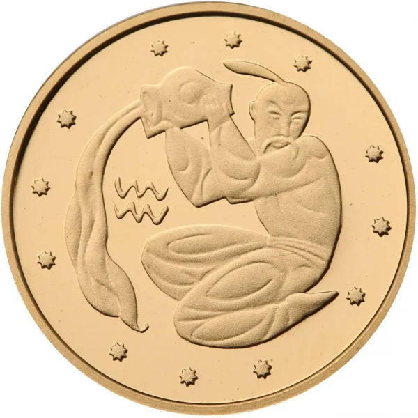 Колекційна золота монета "Водолій" 1,24 г Україна 2007 рік - Зображення 1