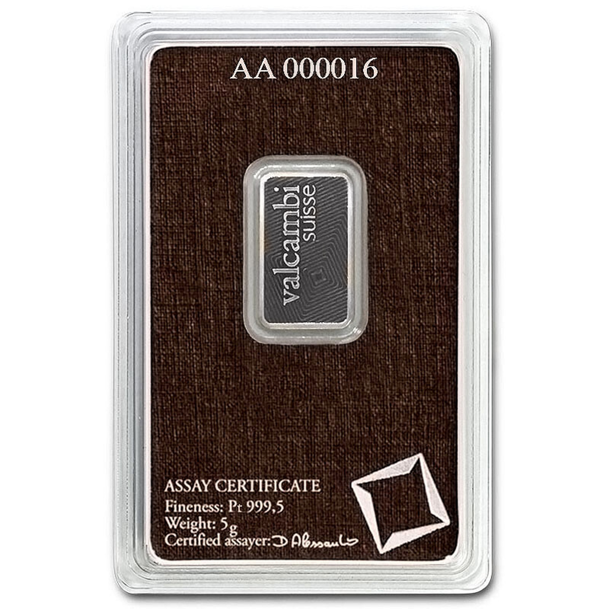 Коллекционный слиток Платины 5 г VALCAMBI — изображение 2