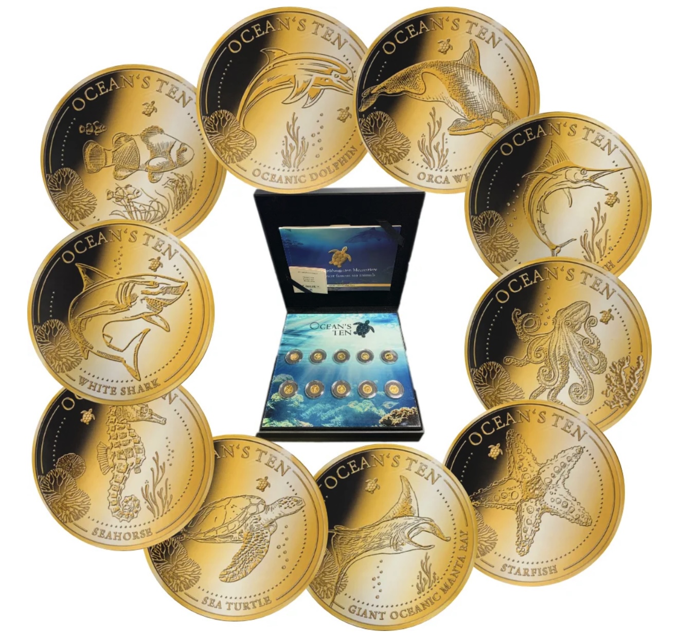 Screenshot Коллекционный набор золотых монет "Десять океанов - Очарование Моря" 5 г 2019 год — изображение 1