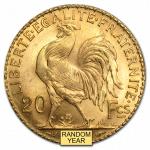 Коллекционная золотая монета "20 франков - Петух" 6,45 г 1898-1914 годы
