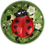 Колекційна срібна монета "Кленовий лист - Божа корівка" 31,1 г 2022 рік - Зображення 2