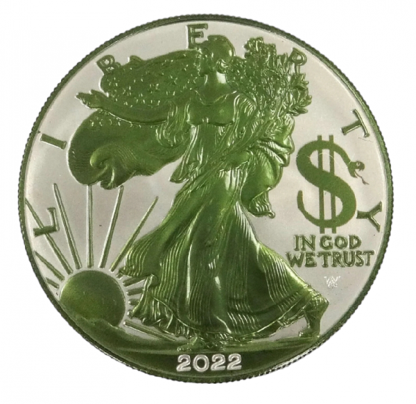 Колекційна срібна монета "Американський Орел Liberty - Paint it Green" 31,1 г 2022 рік - Зображення 1