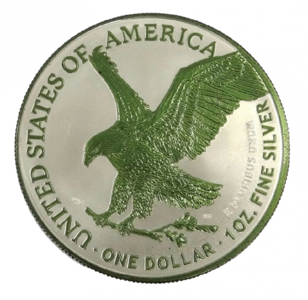 Колекційна срібна монета "Американський Орел Liberty - Paint it Green" 31,1 г 2022 рік - Зображення 2