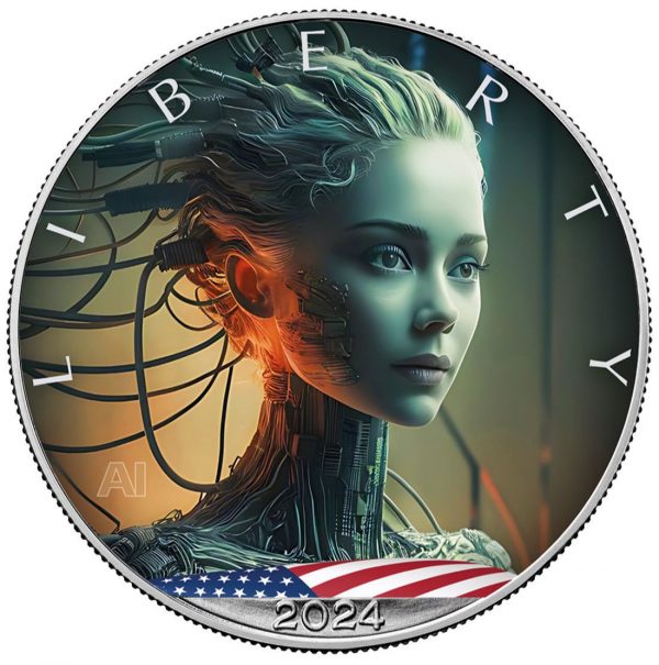 Колекційна срібна монета "Американський Орел Liberty - Cyber Girl" 31,1 г 2024 рік - Зображення 1