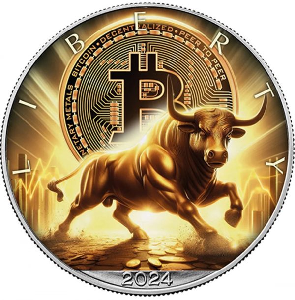 Колекційна срібна монета "Американський Орел Liberty - Bitcoin Bull" 31,1 г 2024 рік - Зображення 1