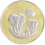 Колекційна срібна монета "Африканська Дика Природа - Слон GILDED" 31,1 г 2014 рік