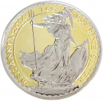 Коллекционная серебряная монета "Британия GILDED" 31,1 г