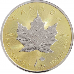 Колекційна срібна монета "Кленовий Лист GILDED" 31,1 г