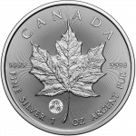 Коллекционная серебряная монета "Кленовый лист TREASURED" 31,1 г 2025 год — изображение 3
