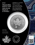 Коллекционная серебряная монета "Кленовый лист TREASURED" 31,1 г 2025 год