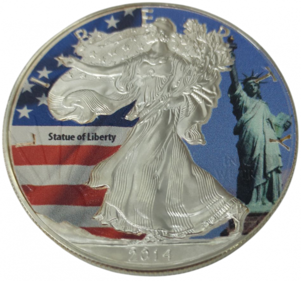 Колекційна срібна монета "Американський Орел Liberty - Статуя Свободи" 31,1 г 2014 рік - Зображення 1