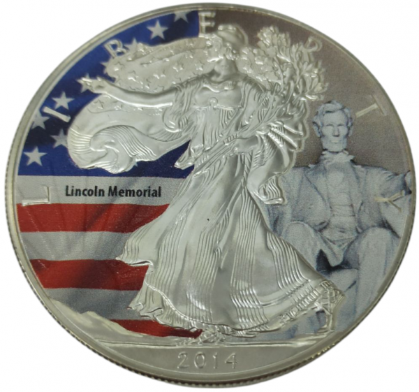 Колекційна срібна монета "Американський Орел Liberty - Меморіал Лінкольна" 31,1 г 2014 рік - Зображення 1