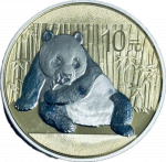 Коллекционная серебряная монета "Панда GILDED" 31,1 г 2015 год