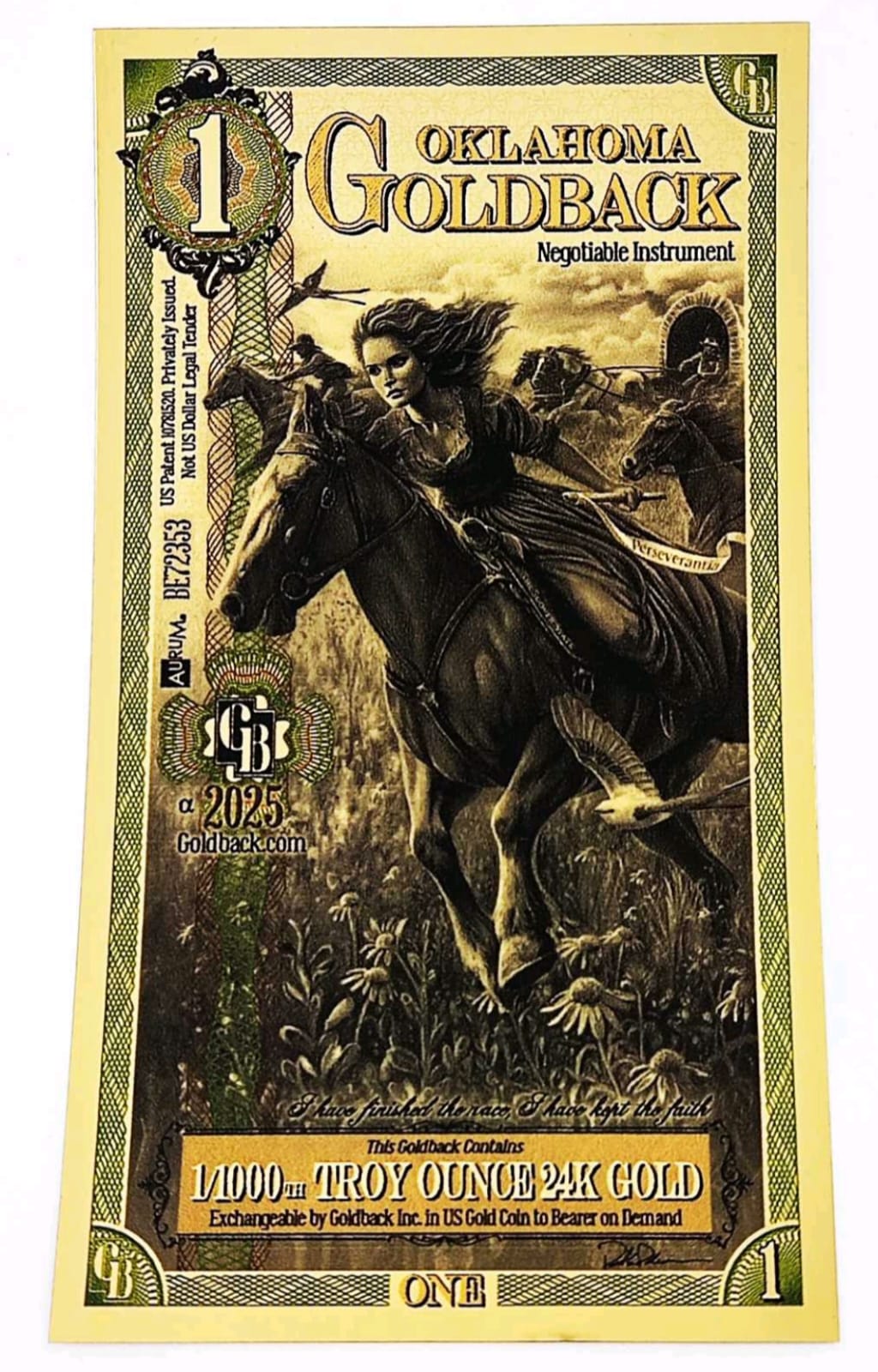 IMG-20251011-WA0017 Колекційна золота банкнота "1 Goldback - Aurum Gold Foil Note" - Зображення 1