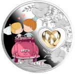 Коллекционная серебряная монета "Свадебное путешествие" 17,5 г 2022 год