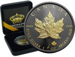Коллекционная серебряная монета "Кленовый Лист Gold Black Empire" 31,1 г 2018 год — изображение 2