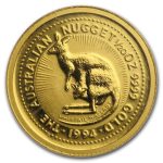 Коллекционная золотая монета "Australian Nugget - Кенгуру" 1,55 г 1994 год