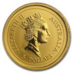 Коллекционная золотая монета "Australian Nugget - Кенгуру" 1,55 г 1994 год — изображение 2