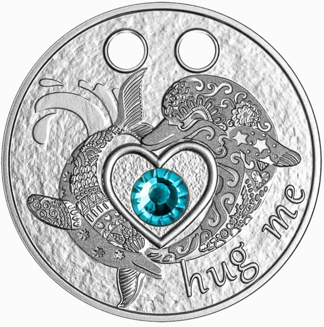 photo_2025-10-26_08-42-44 Колекційна срібна монета-кулон "Обійми мене - Дельфіни" 8,8 г 2021 рік - Зображення 1