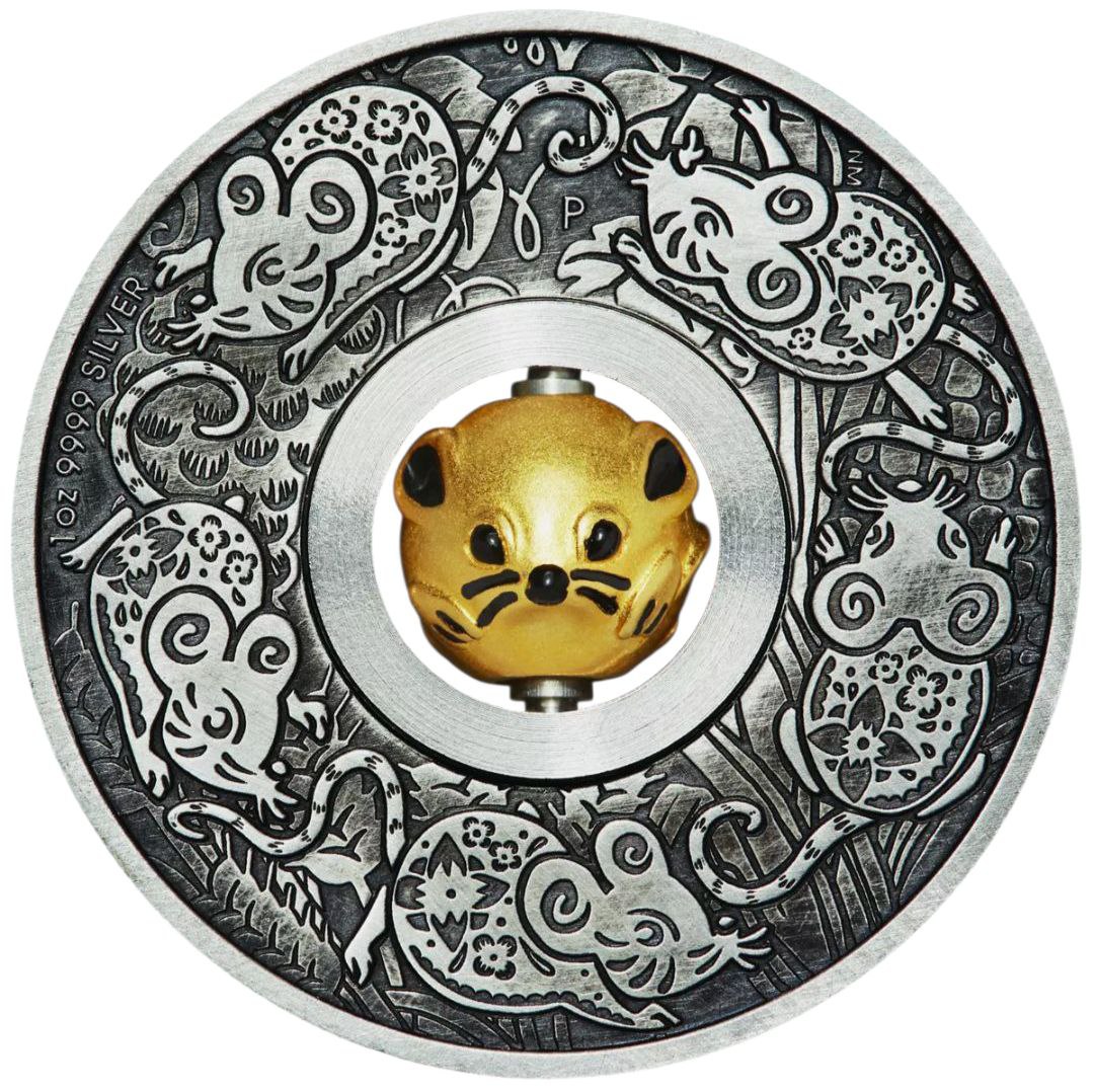 photo_2025-10-26_09-08-50 Коллекционная серебряная монета "Год Крысы - вращающаяся мышка" 31,1 г 2020 год — изображение 1