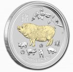 Колекційна срібна монета "Lunar II - Рік Свині" GILDED 31,1 г 2019 рік