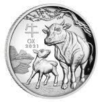 Коллекционная серебряная монета "Australian Lunar Series III - Год Быка" PROOF 31,1 г 2021 год