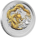 Колекційна срібна монета «Lunar II – Рік Дракона» GILDED 31,1 г 2012 рік