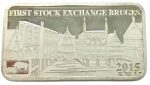 Коллекционный серебряный слиток-монета "Первая фондовая биржа Брюгге" 15,55 г 2015 год