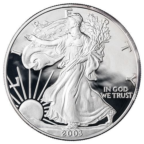 3da2b842-7cb0-4edf-a34b-2f4358c51aa5 Коллекционная серебряная монета "Американский Орел Liberty PROOF" 31,1 г 2003 год — изображение 1
