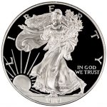 Коллекционная серебряная монета "Американский Орел Liberty PROOF" 31,1 г 1989 год