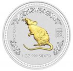 Коллекционная серебряная монета "Lunar I - Год Крысы" GILDED 31,1 г 2008 год