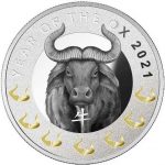 Коллекционная серебряная монета "Год Металлического Быка" 17,5 г 2021 год