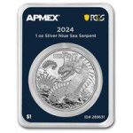 Коллекционная серебряная монета "Морской Змей" 31,1 г 2024 год — изображение 2