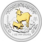 Колекційна срібна монета “Lunar I – Рік Кози” GILDED 31,1 г 2003 рік