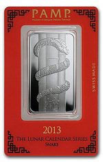 Колекційний срібний злиток "Рік Змії" PAMP 31,1 г 2013 рік