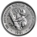 Коллекционная платиновая монета "Коала" 1,55 г 1991 год