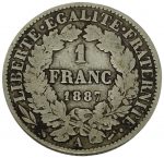 Колекційна срібна монета “1 франк - Третя Республіка” 5 г 1887 рік - Зображення 2