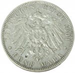 Коллекционная серебряная монета "5 марок" Гамбург 27,77 г 1891-1913 года — изображение 2