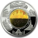 Коллекционная серебряно-золотая монета "Чудеса Мира - Ангкоор-Ват" 2001 год — изображение 3