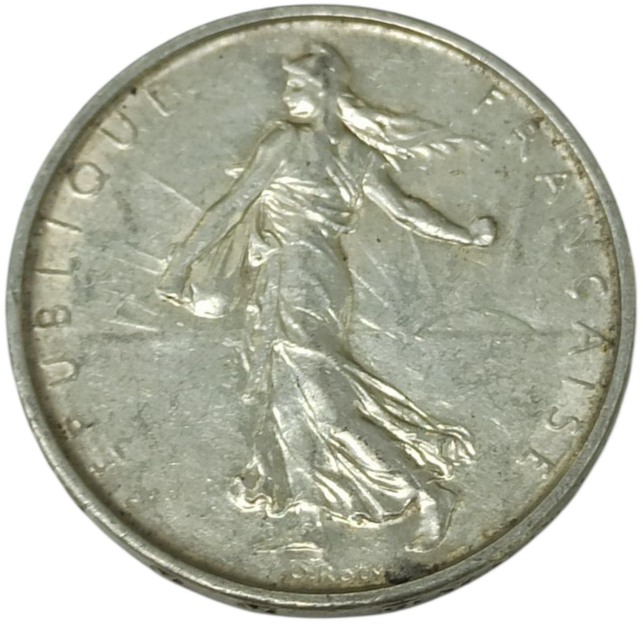 6d1f56cc-32f6-4466-9f43-afbb239496f1 Колекційна срібна монета “5 франків – Сіячка” 12 г 1961 рік - Зображення 1