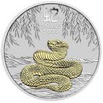 Колекційна срібна монета “Lunar IІІ – Рік Змії” GILDED 31,1 г 2025 рік - Зображення 2