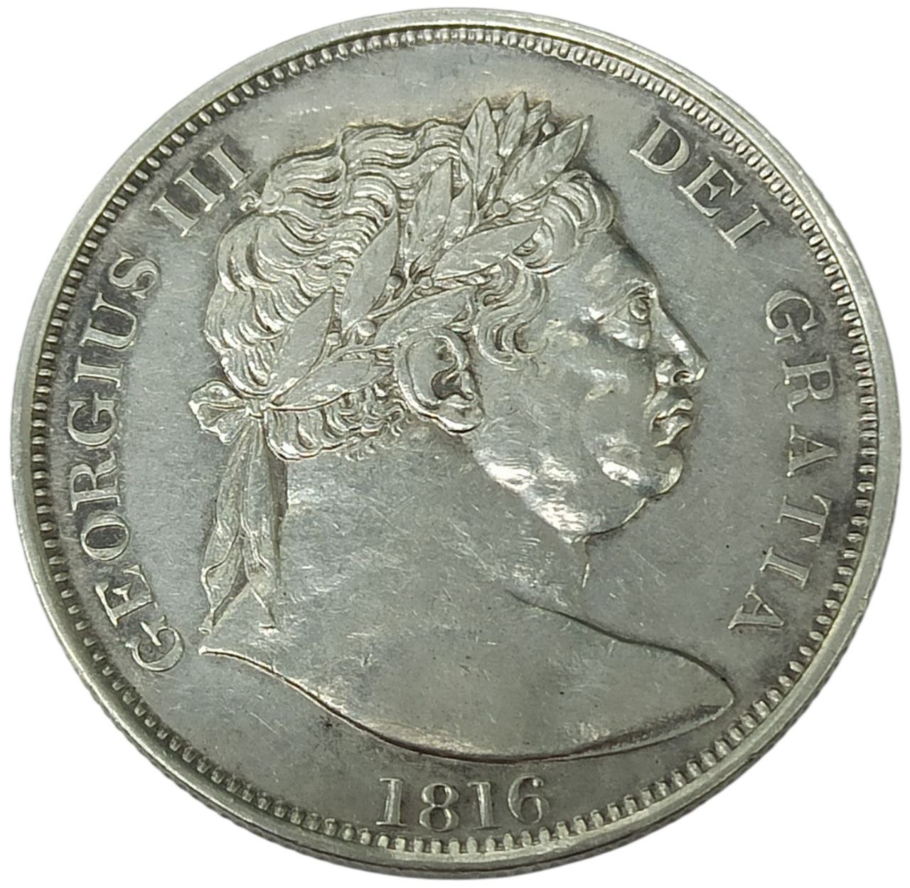 8d9ffb28-461f-45be-9582-e4f69c2ee8a7 Колекційна срібна монета "1/2 крони" Георг ІІІ 14,14 г 1816 рік - Зображення 1